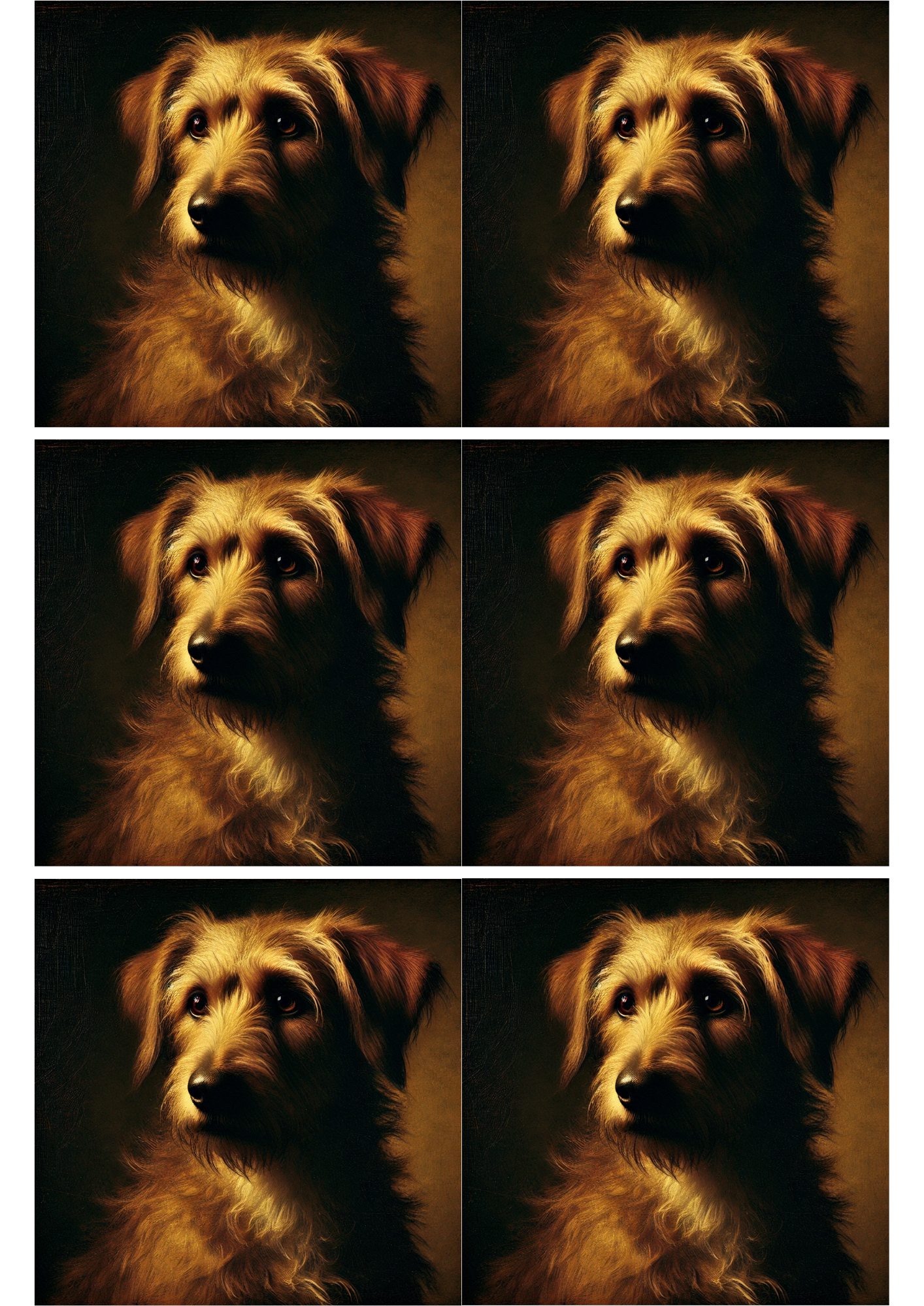 Sticker Sheet / Greeting Card – Rembrandt Style Dog Portrait Collage Cat. No. 2248