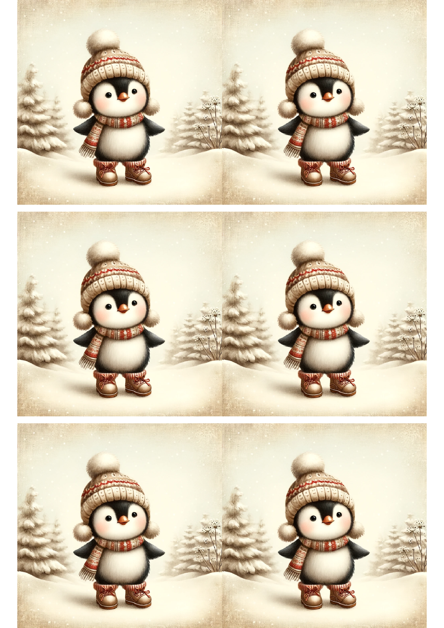 Sticker Sheet / Greeting Card – Penguin Vintage Collage Cat. No. 1682