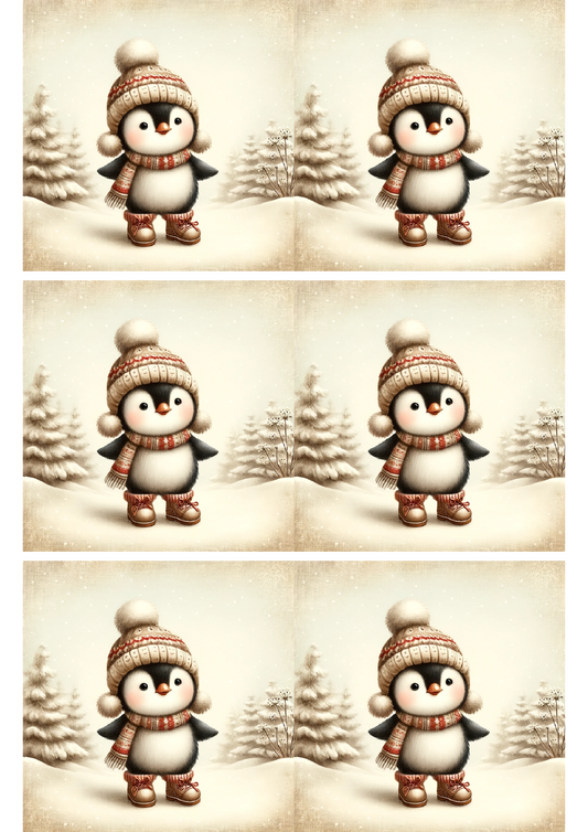 Sticker Sheet Penguin Vintage Collage Cat. No. 1682