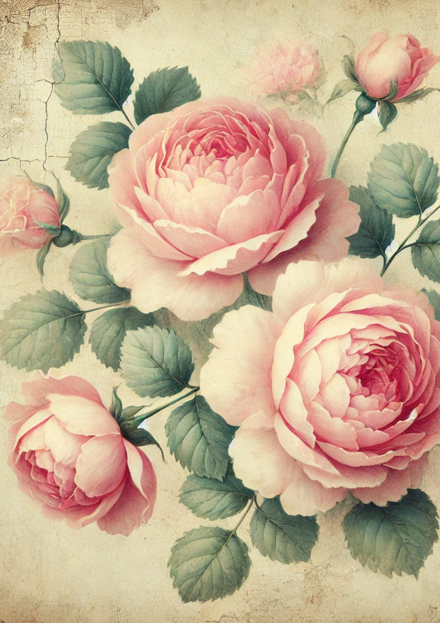 Sticker Sheet / Greeting Card – Pink Roses Full Cat. No. 2257