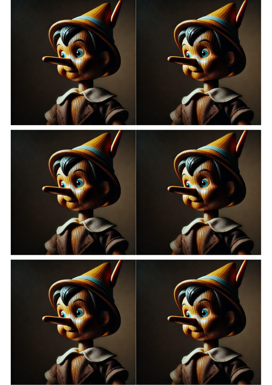 Sticker Sheet – Portrait of Pinocchio in the Style of Rembrandt Collage Cat. No. 2258