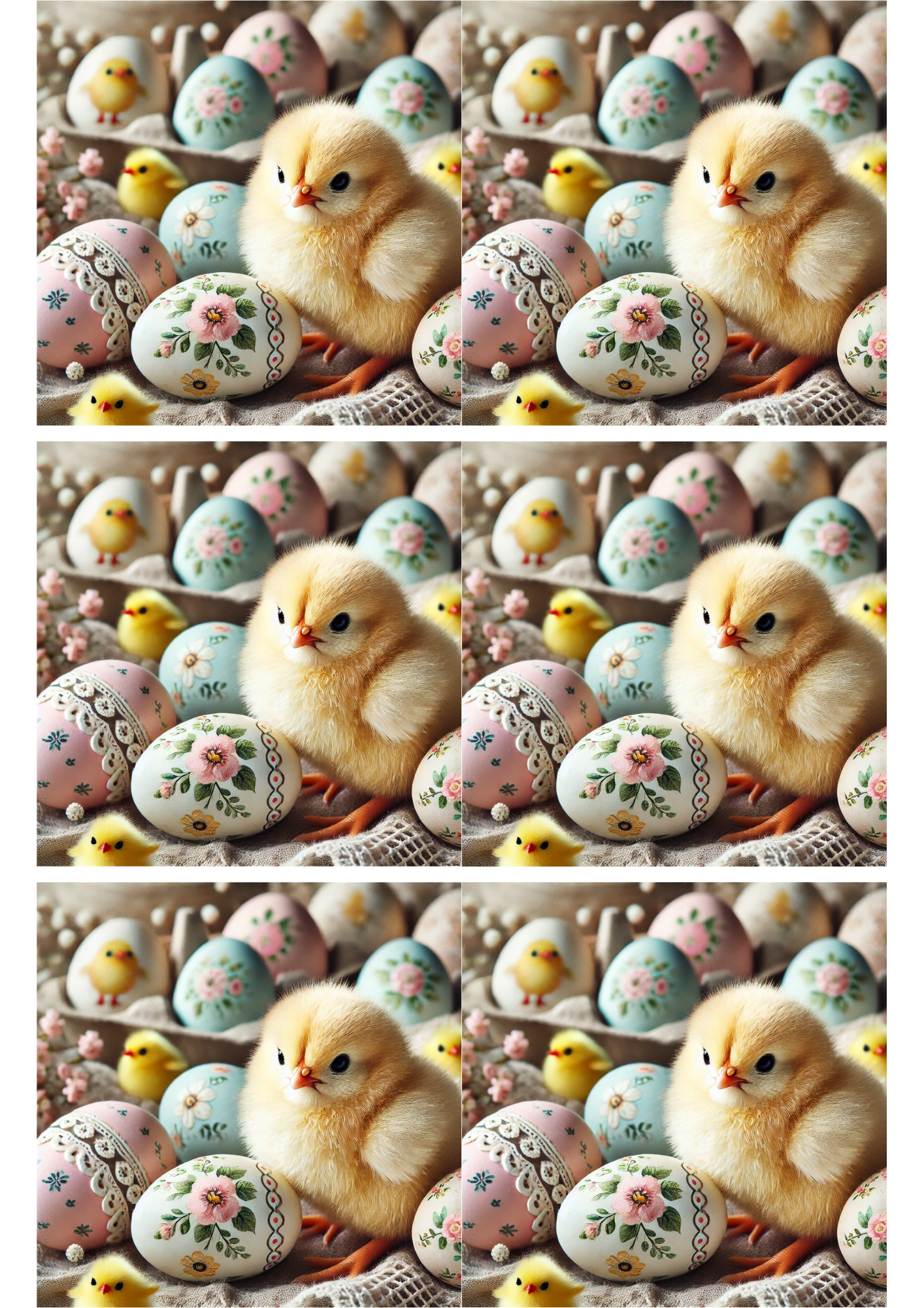 Sticker Sheet / Greeting Card – Chicks and Easter Eggs Collage Cat. No. 2609