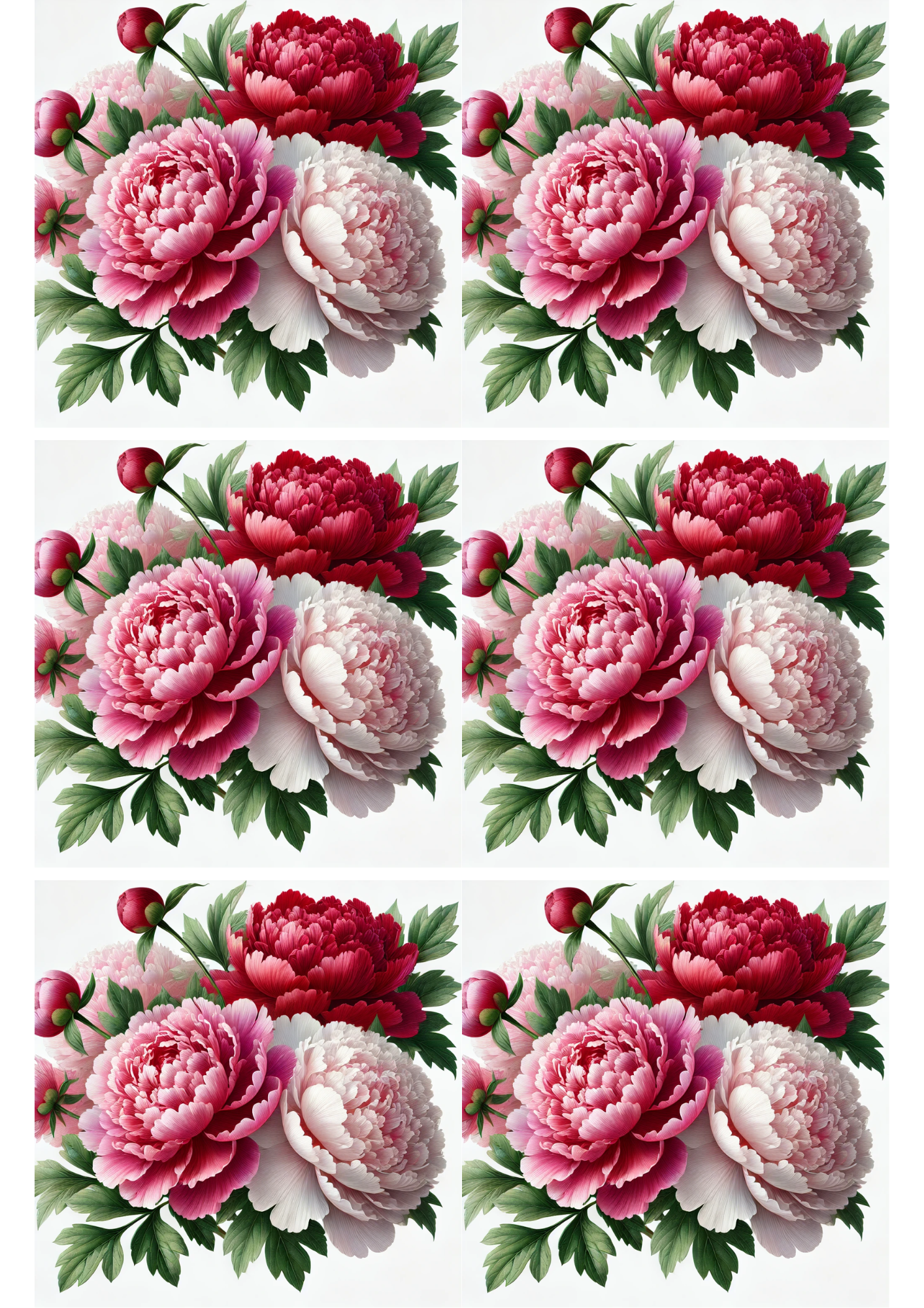 Sticker Sheet / Greeting Card – Peonies Collage Cat. No. 2262
