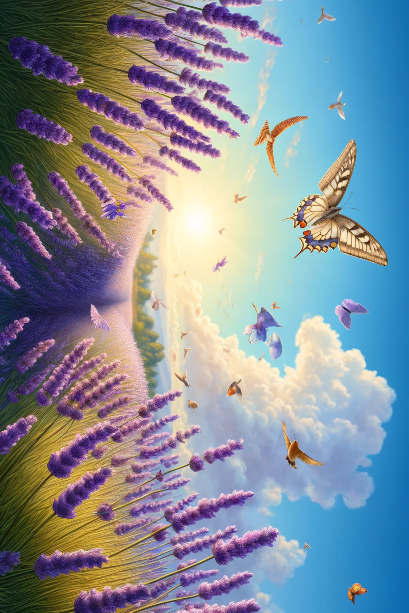 Sticker Sheet / Greeting Card – Lavender Field Butterflies Full Cat. No. 261