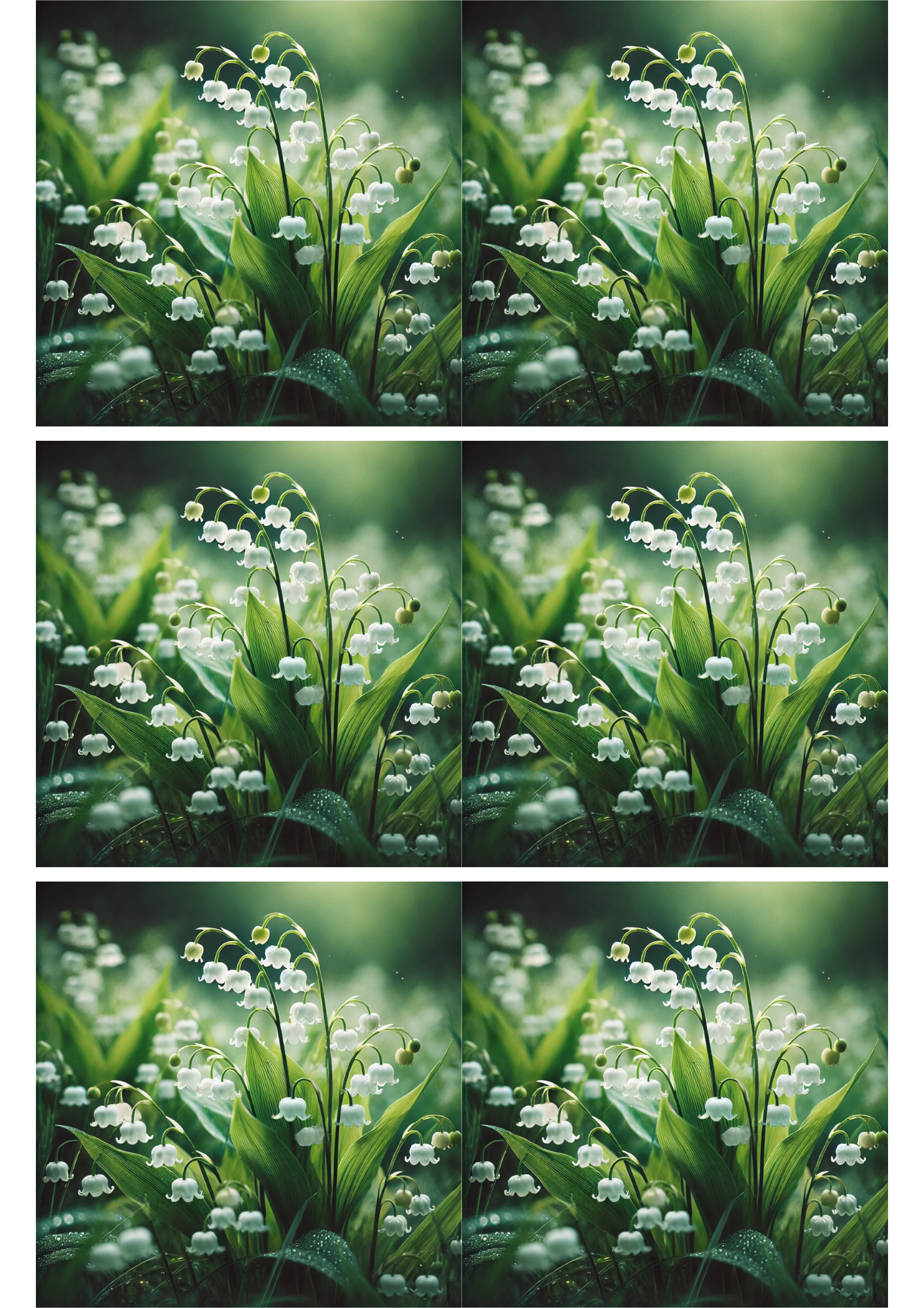 Sticker Sheet / Greeting Card – Lilies of the Valley Collage Cat. No. 2611