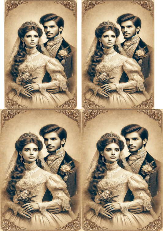 Sticker Sheet Portrait Bride And Groom In Victorian Style Collage Cat. No. 1451
