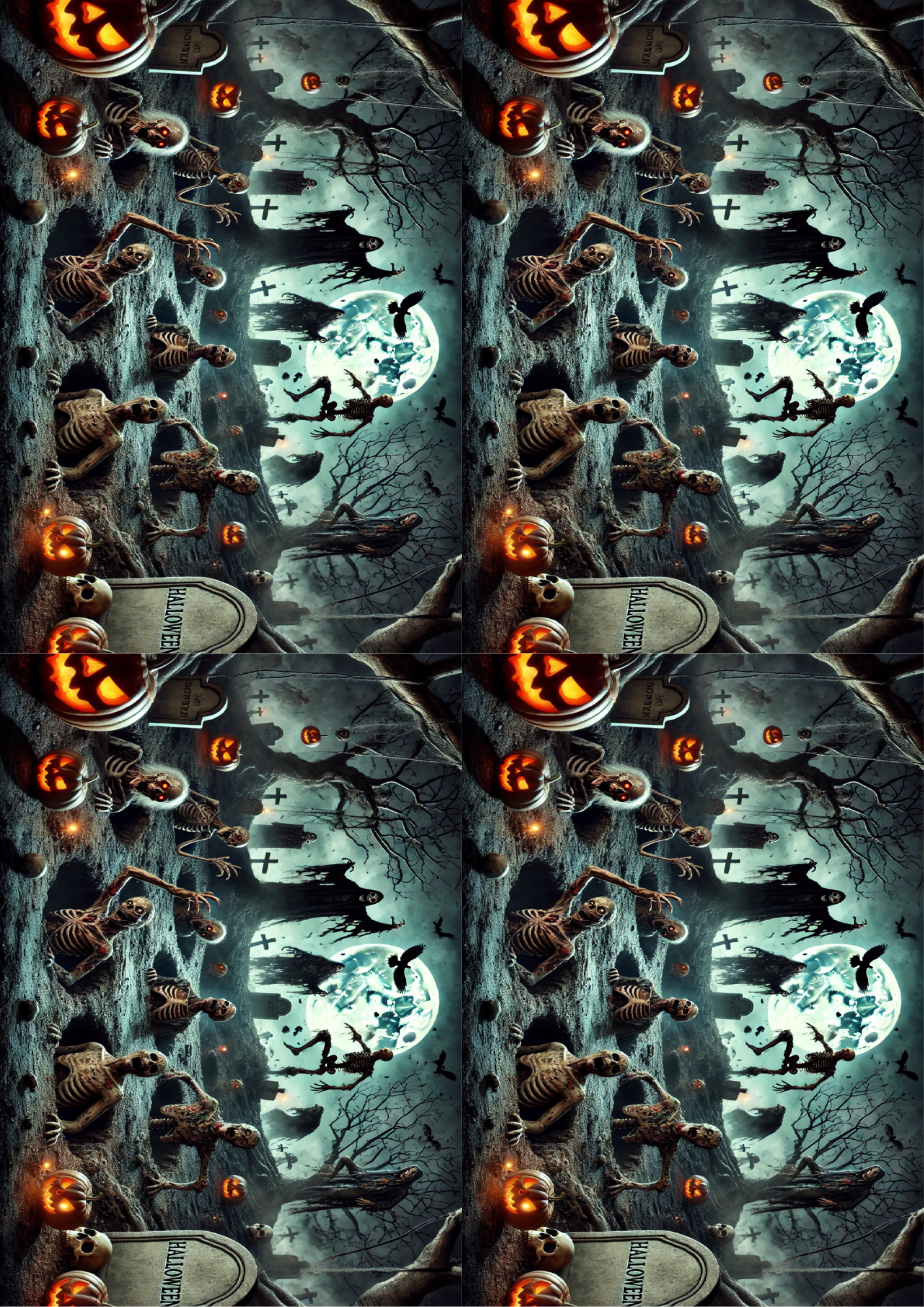 Sticker Sheet Halloween Monsters Coming Out Of The Earth Collage Cat. No. 1636