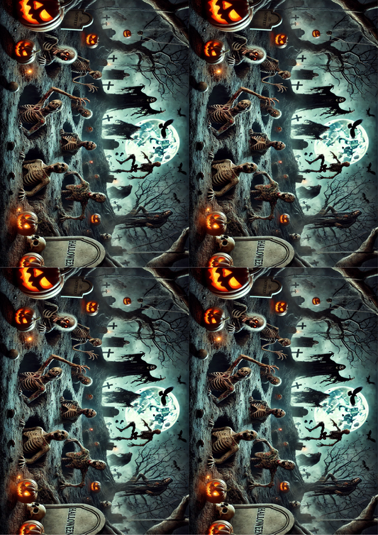 Sticker Sheet Halloween Monsters Coming Out Of The Earth Collage Cat. No. 1636