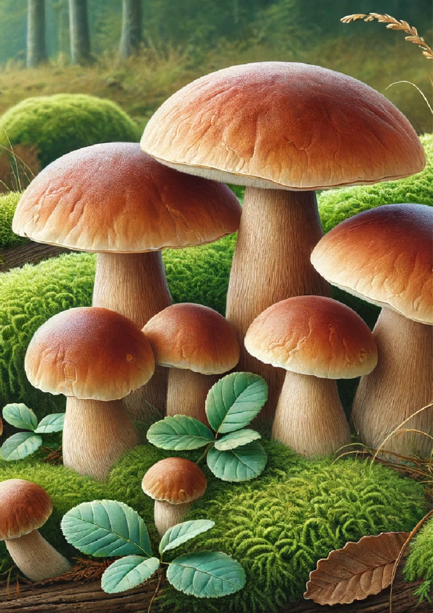 Sticker Sheet / Greeting Card – Mushrooms Boletes On Moss Full Cat. No. 1221