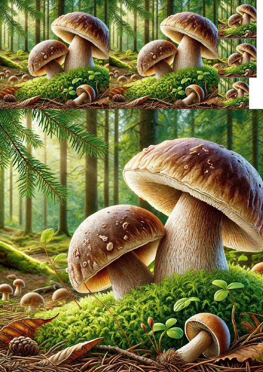 Sticker Sheet – Mushrooms Boletes On Forest Floor Collage Cat. No. 1222