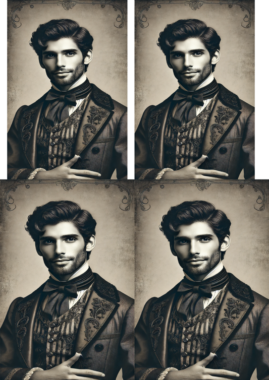 Sticker Sheet Handsome Victorian Man Collage Cat. No. 1453