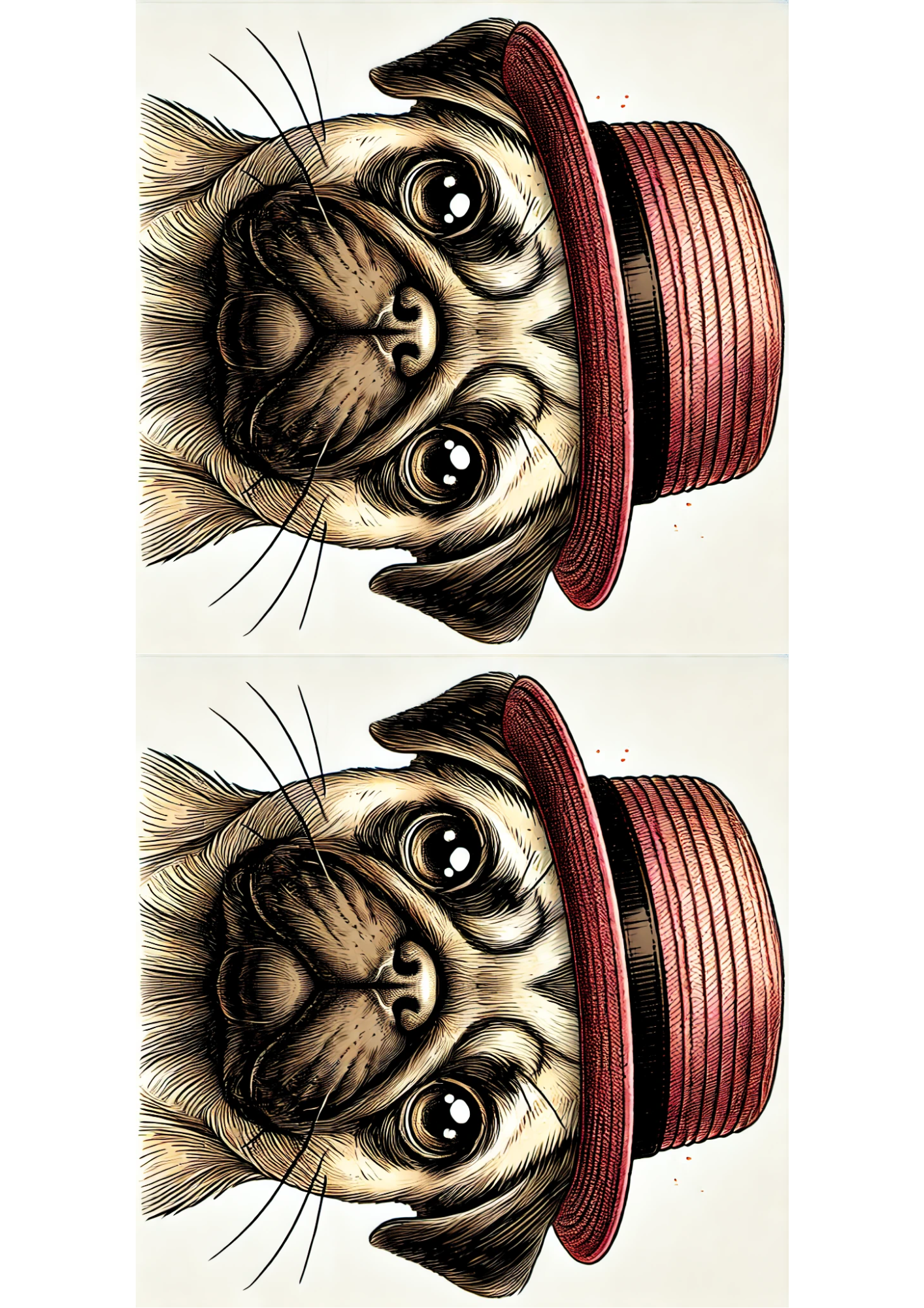 Sticker Sheet / Greeting Card – Pug Collage of Two Cat. No. 2616