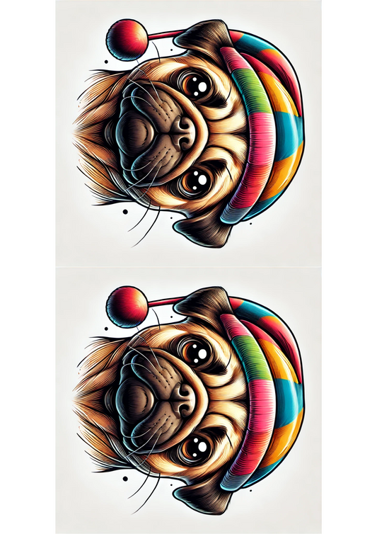 Sticker Sheet – Pug 2 Collage of Two Cat. No. 2619