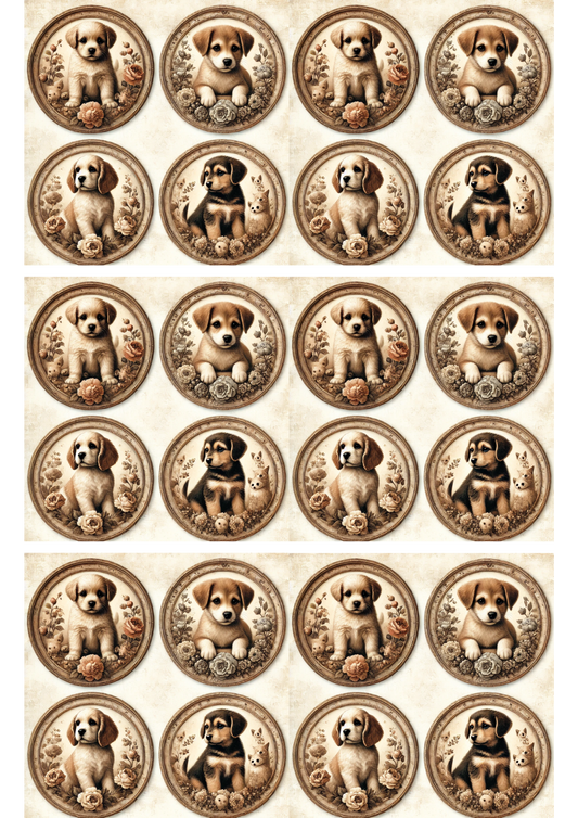 Sticker Sheet – Dogs Puppies In Ovals Collage Cat. No. 3101
