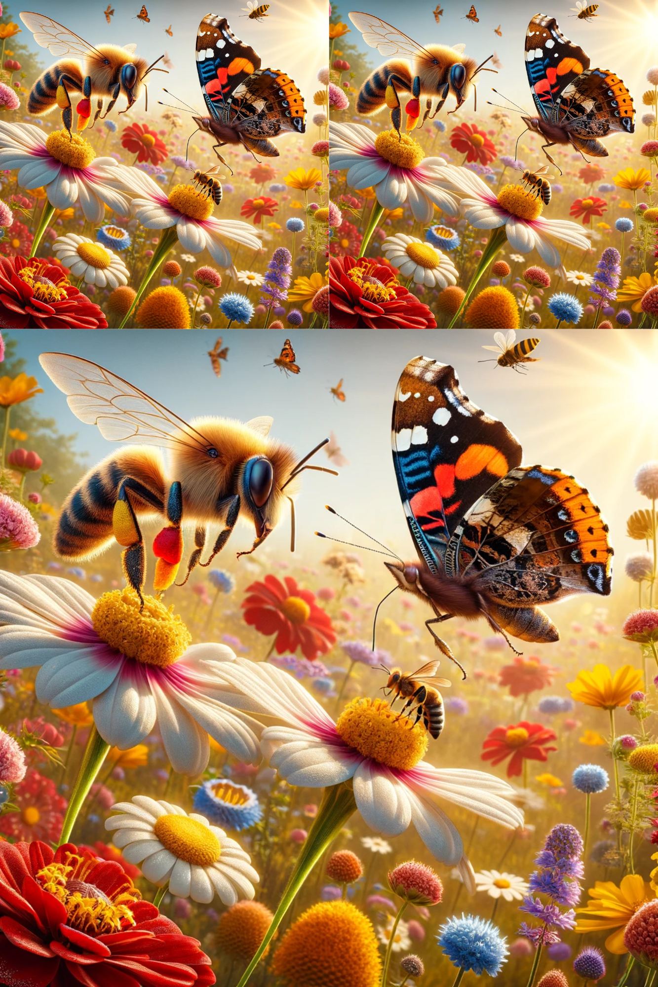 Sticker Sheet / Greeting Card – Bees and Butterfly Cat. No. 27