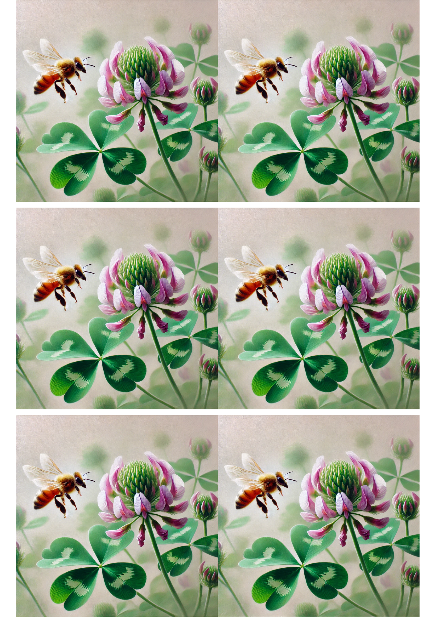 Sticker Sheet / Greeting Card – Bee and Clover Collage Cat. No. 2278