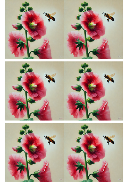Sticker Sheet – Bee and Hollyhock Collage Cat. No. 2280