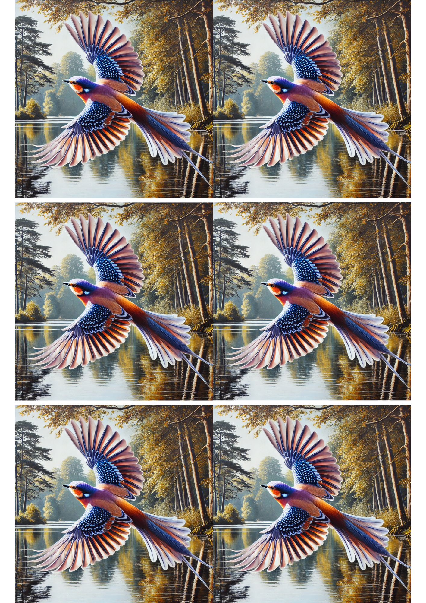 Sticker Sheet / Greeting Card – Bird Over Lake Collage Cat. No. 2282