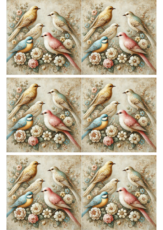 Sticker Sheet – Birds Shabby Chic Collage Cat. No. 2286