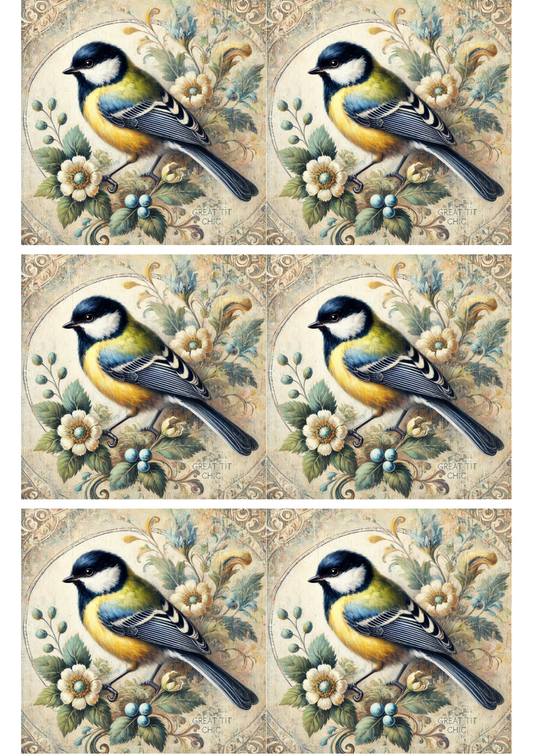 Sticker Sheet – Blue Tit Shabby Chic Collage Cat. No. 2290