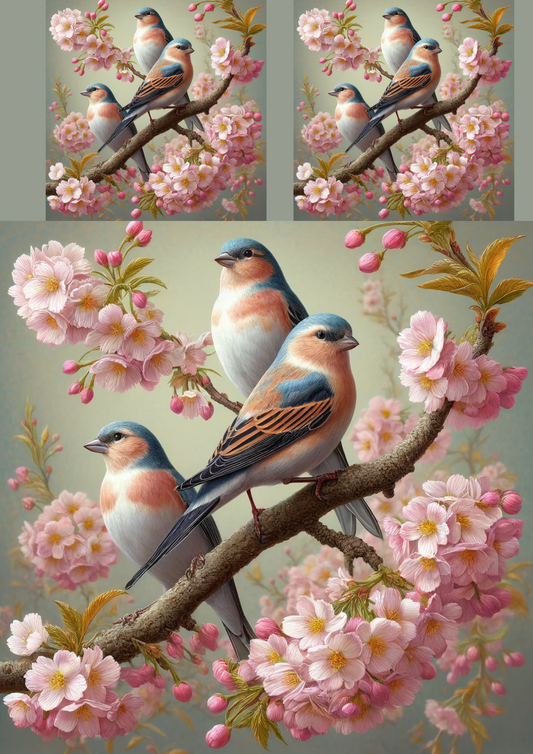 Sticker Sheet Birds on a Cherry Blossom Branch Cat. No. 268