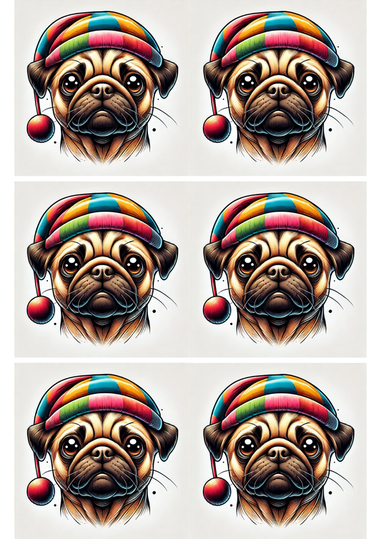 Sticker Sheet – Pug 2 Collage Cat. No. 2618
