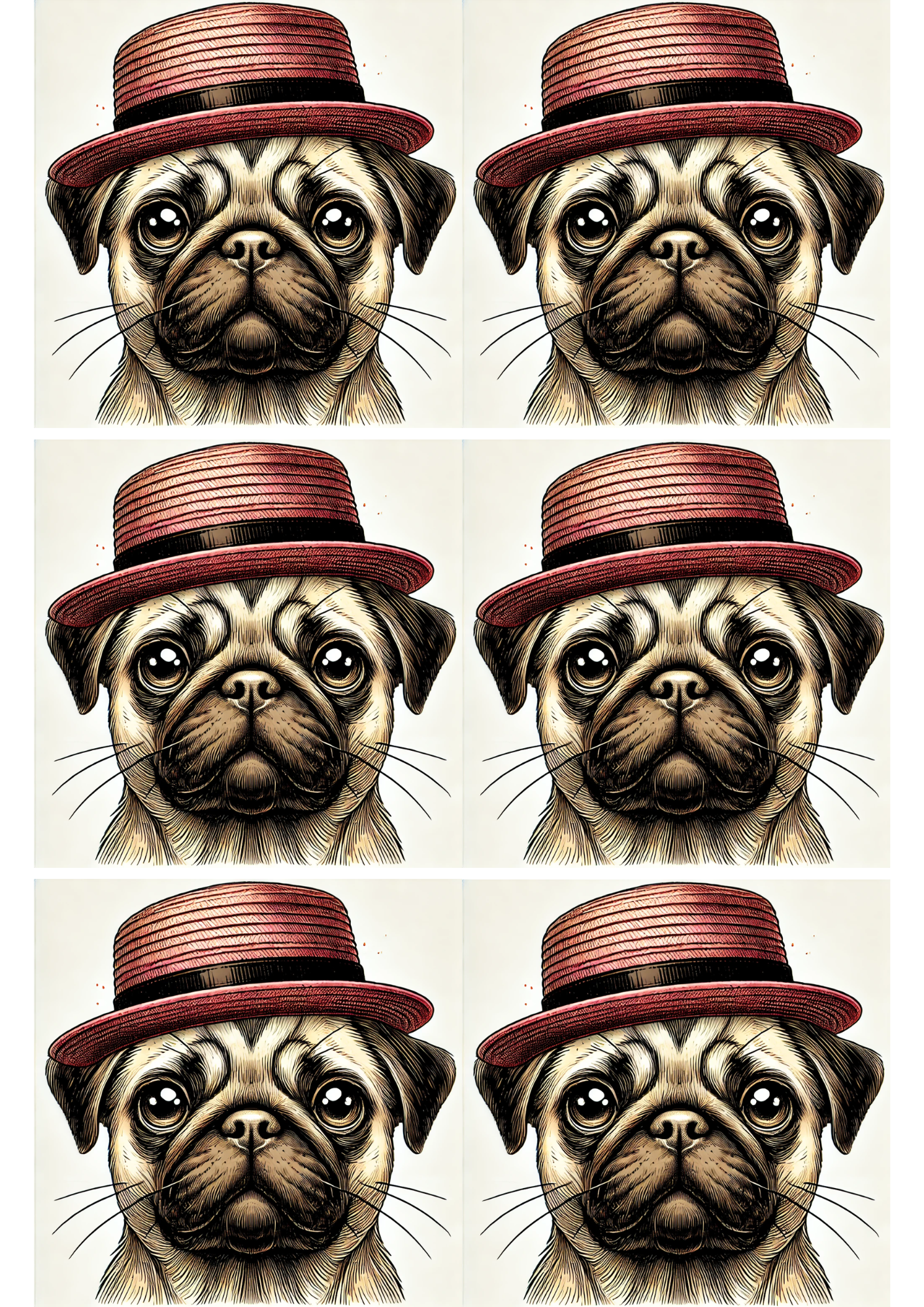 Sticker Sheet / Greeting Card – Pug Collage Cat. No. 2615