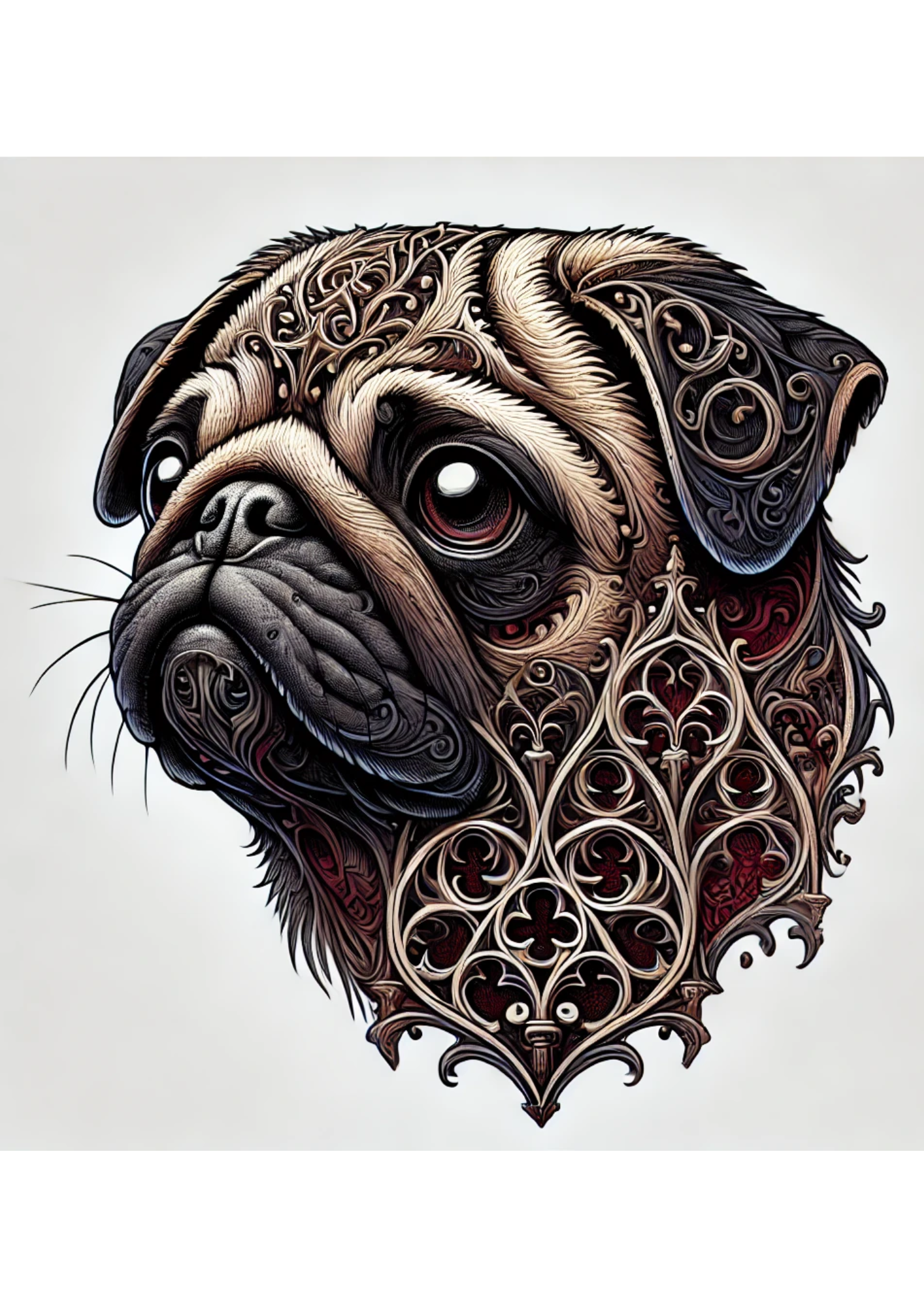 Sticker Sheet / Greeting Card – Pug Gothic Style Full Cat. No. 2299