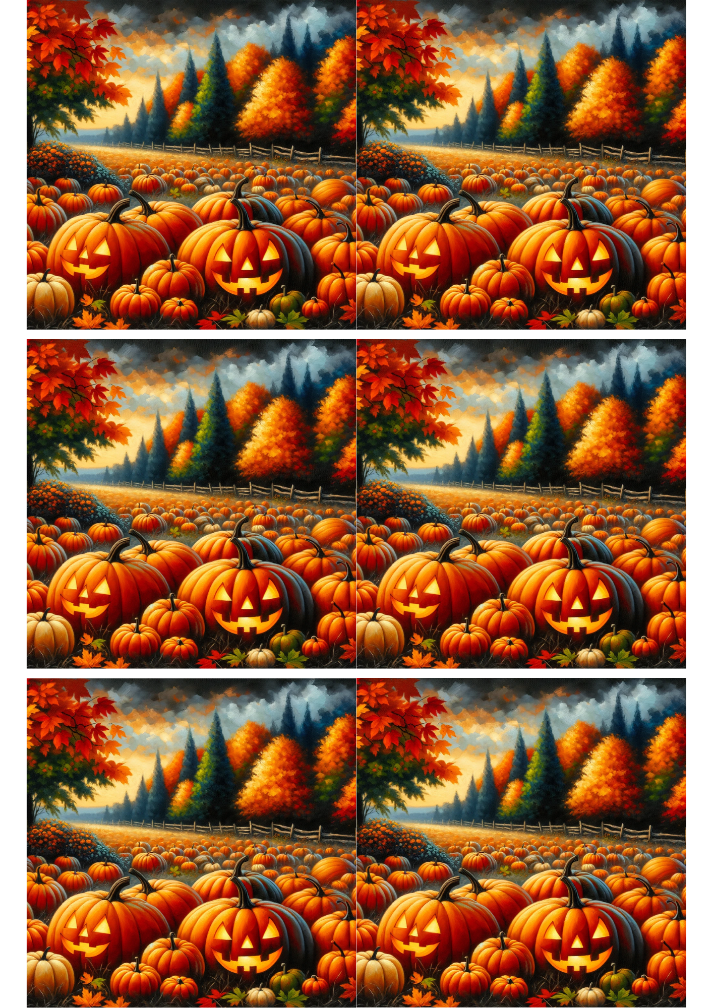 Sticker Sheet / Greeting Card – Pumpkin Field Collage Cat. No. 2302