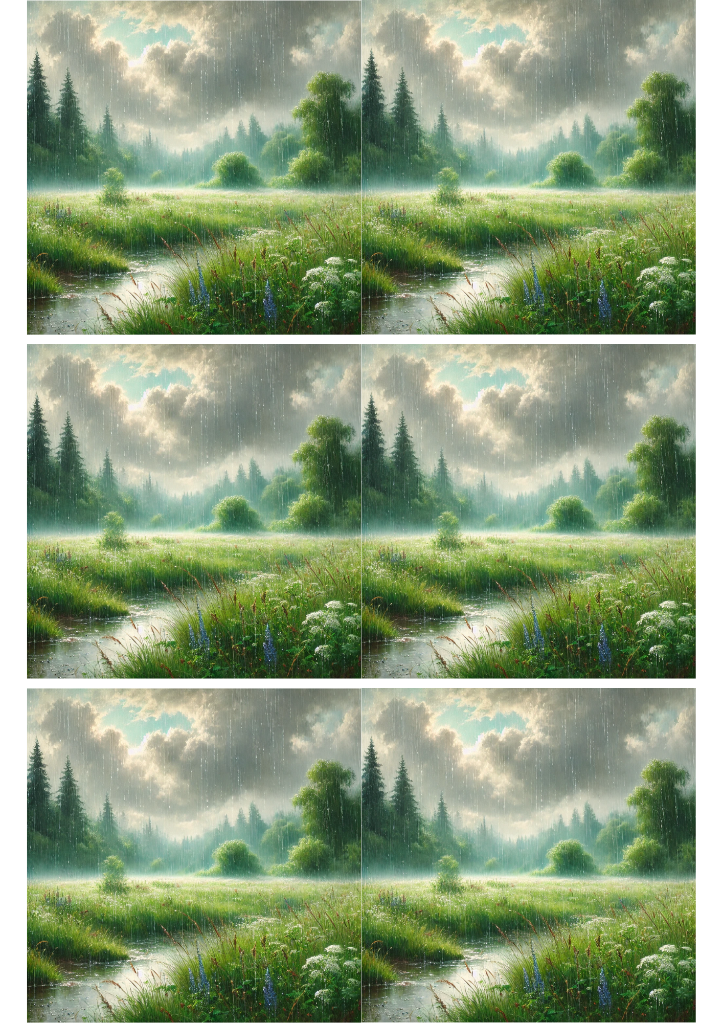 Sticker Sheet / Greeting Card – Rainy Landscape 2 Collage Cat. No. 2310