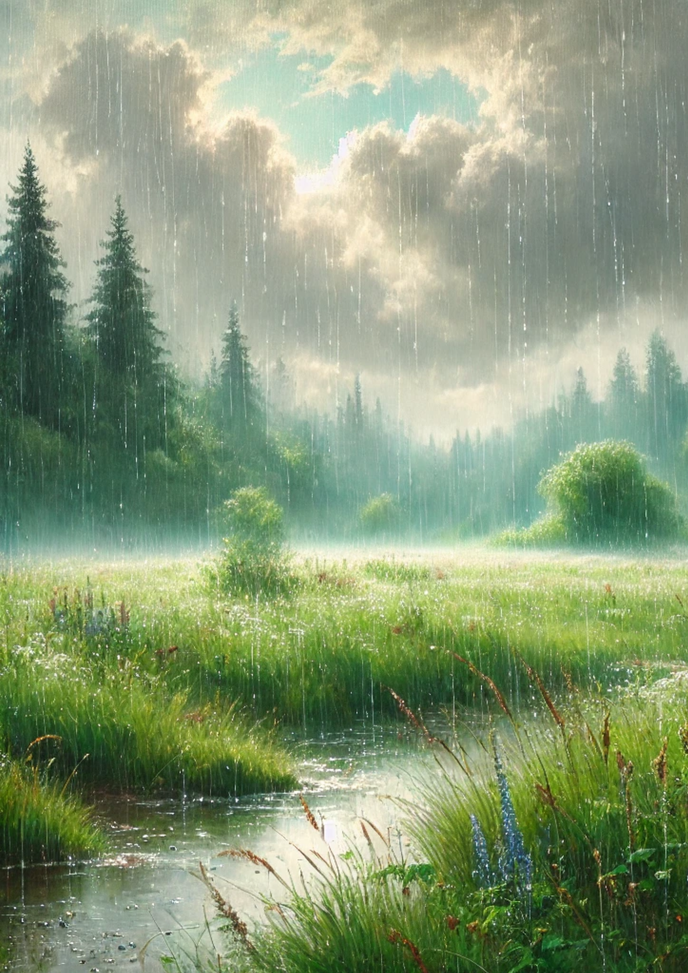 Sticker Sheet / Greeting Card – Rainy Landscape 2 Full Cat. No. 2311