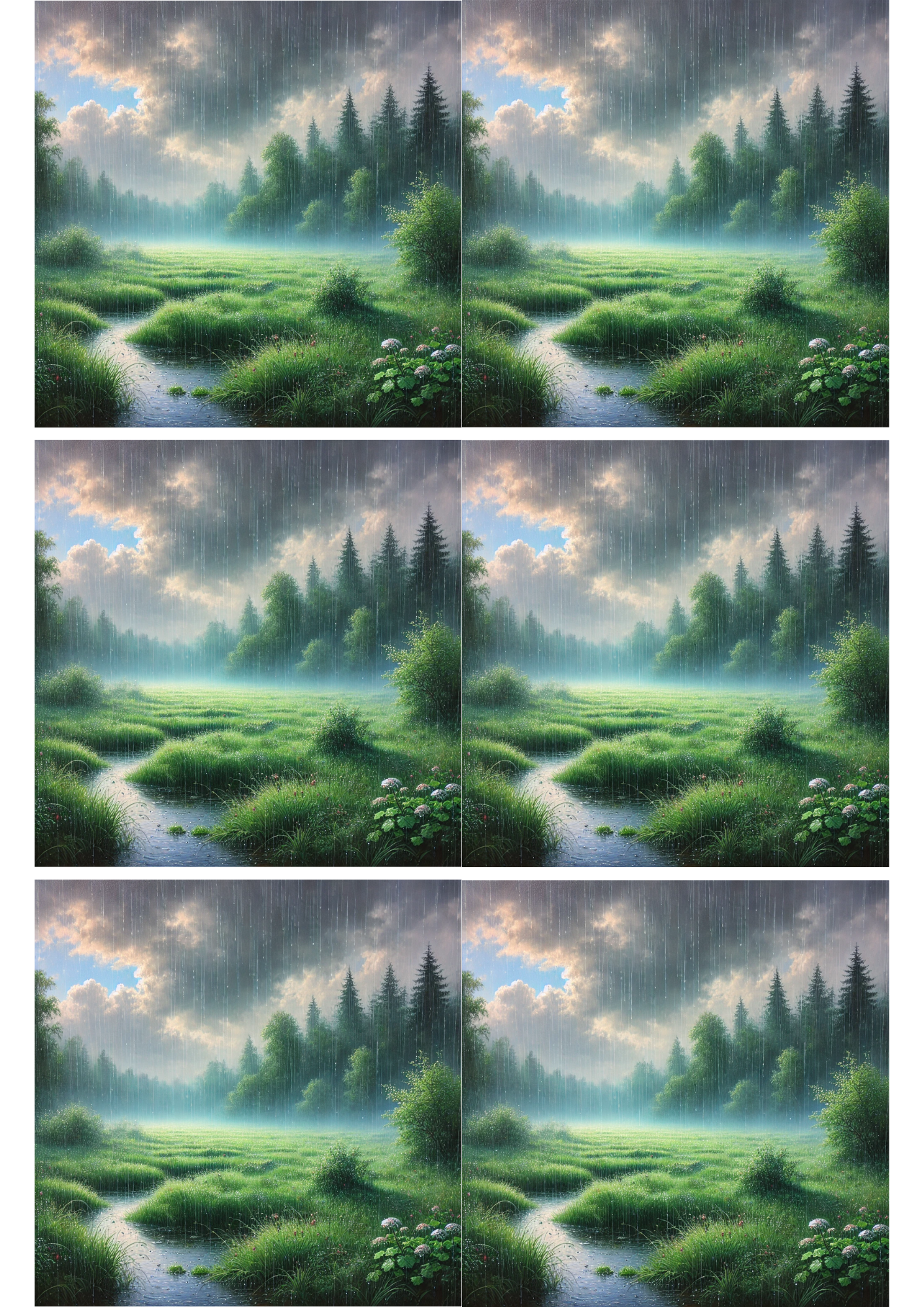 Sticker Sheet / Greeting Card – Rainy Landscape Collage Cat. No. 2308