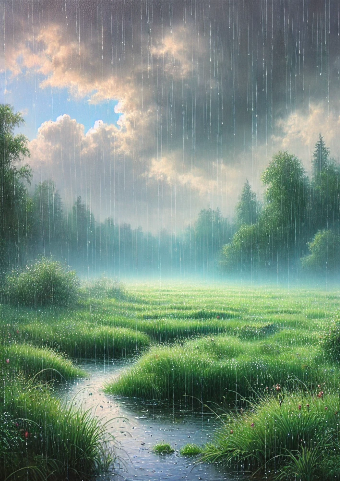 Sticker Sheet / Greeting Card – Rainy Landscape Full Cat. No. 2309