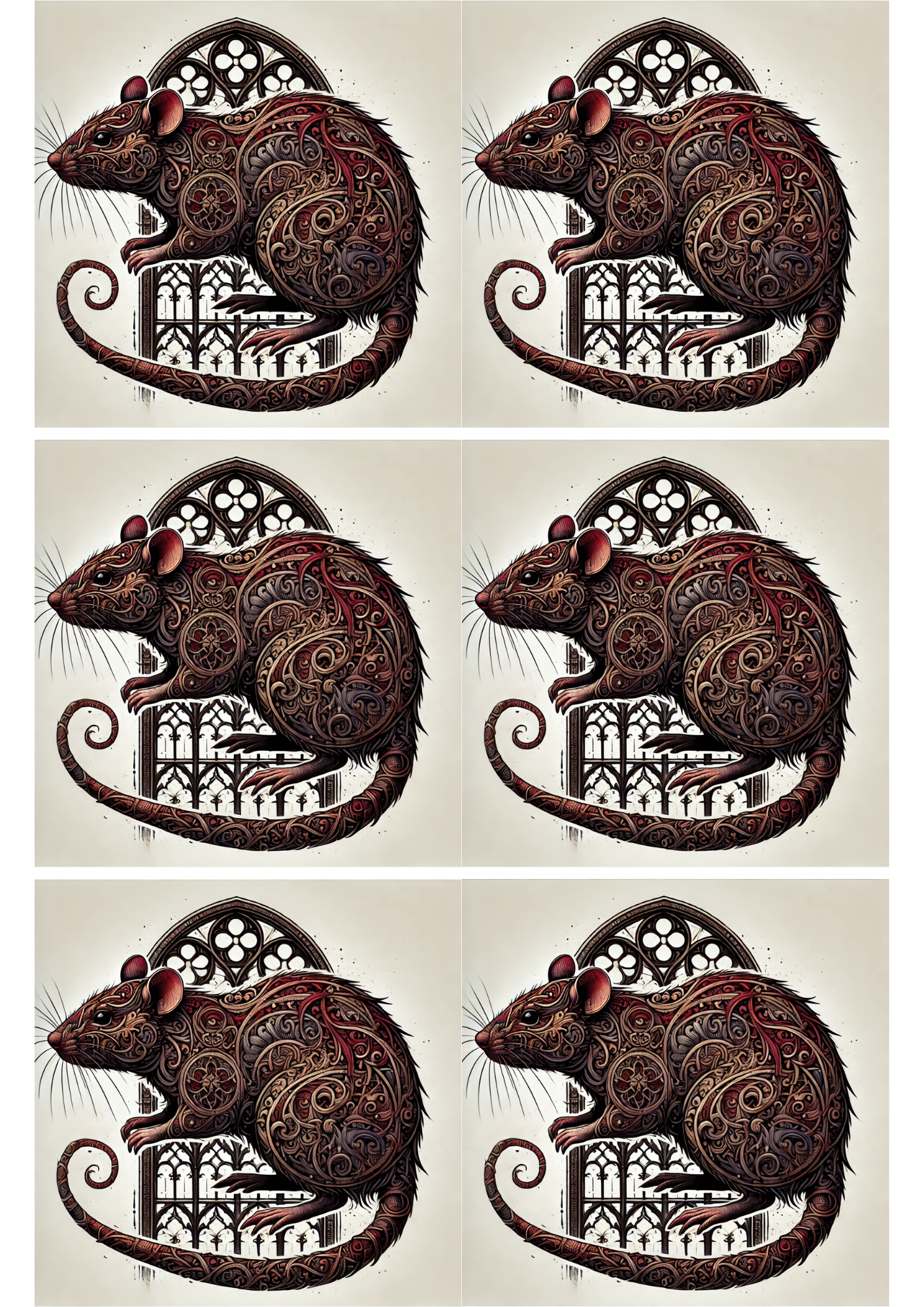 Sticker Sheet / Greeting Card – Rat In Gothic Style Collage Cat. No. 2314