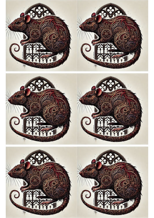 Sticker Sheet – Rat In Gothic Style Collage Cat. No. 2314
