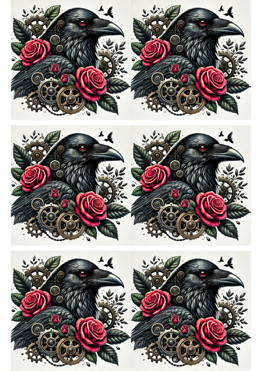 Sticker Sheet – Raven Steampunk Collage Cat. No. 2887