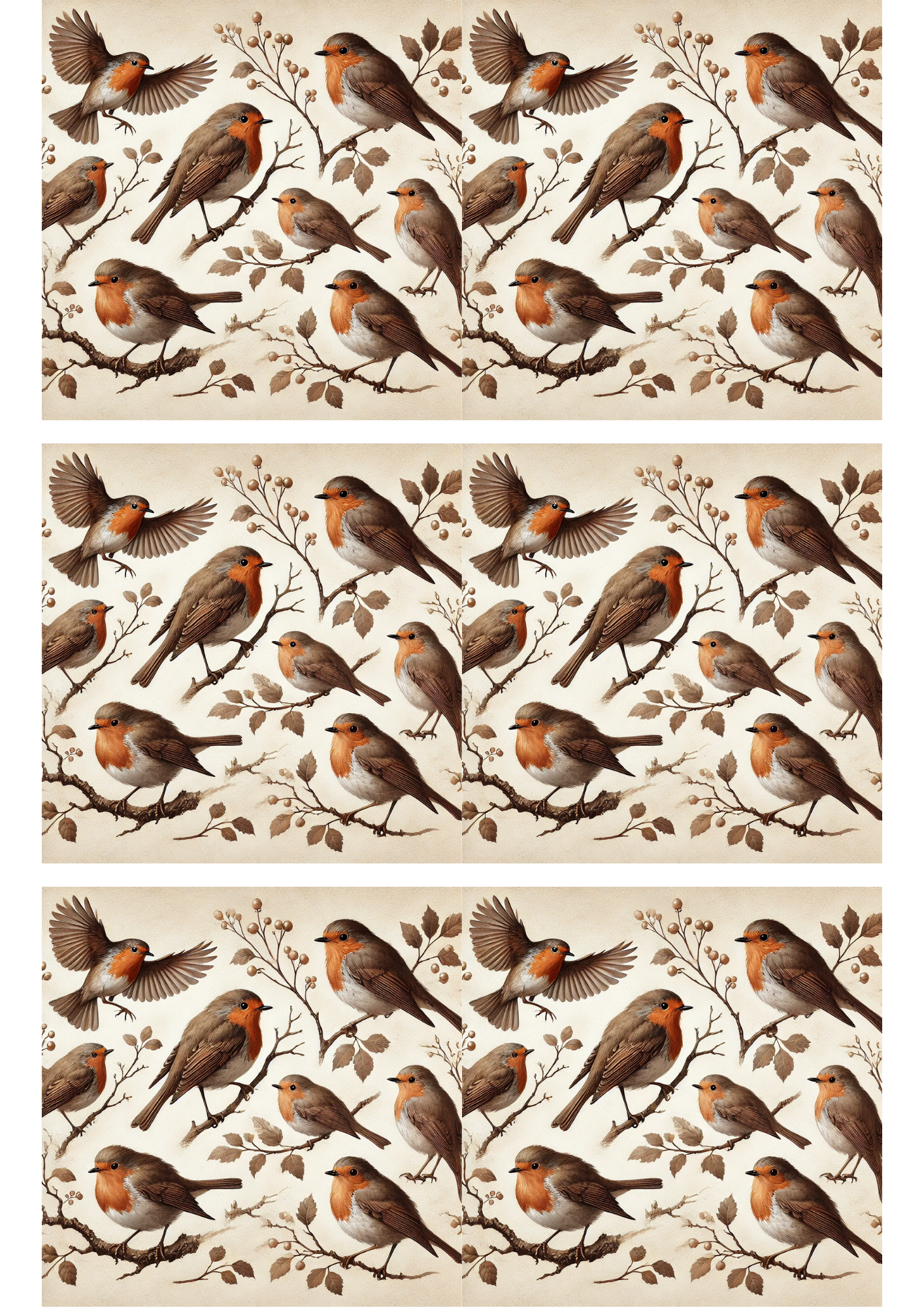 Sticker Sheet / Greeting Card – Red Robin On A Branch Collage Cat. No. 3109