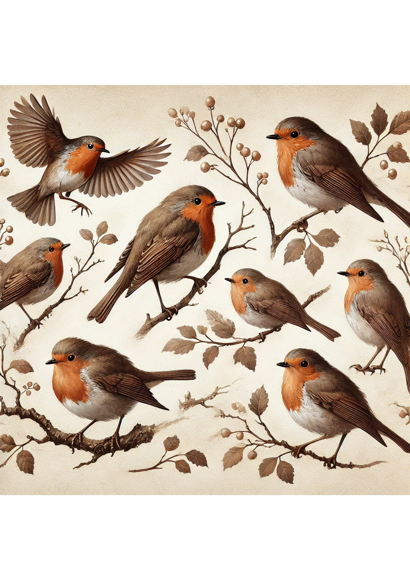 Sticker Sheet / Greeting Card – Red Robin On A Branch Full Cat. No. 3110