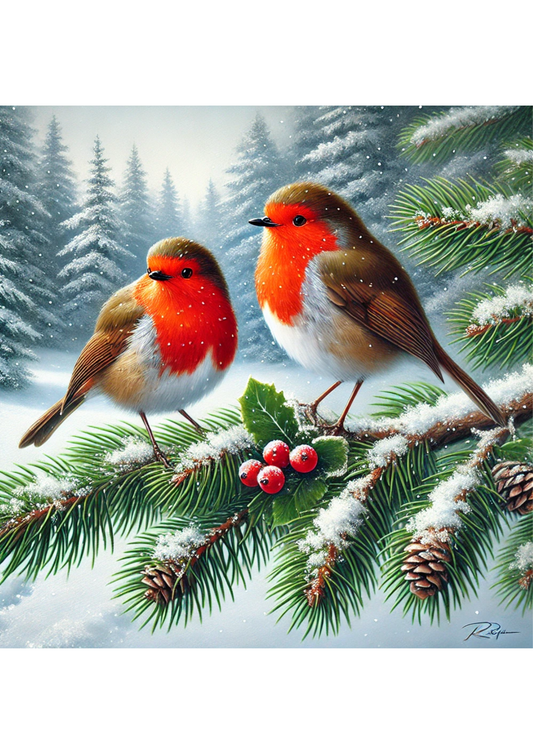 Sticker Sheet – Red Robins on a Spruce Tree Full Cat. No. 2319