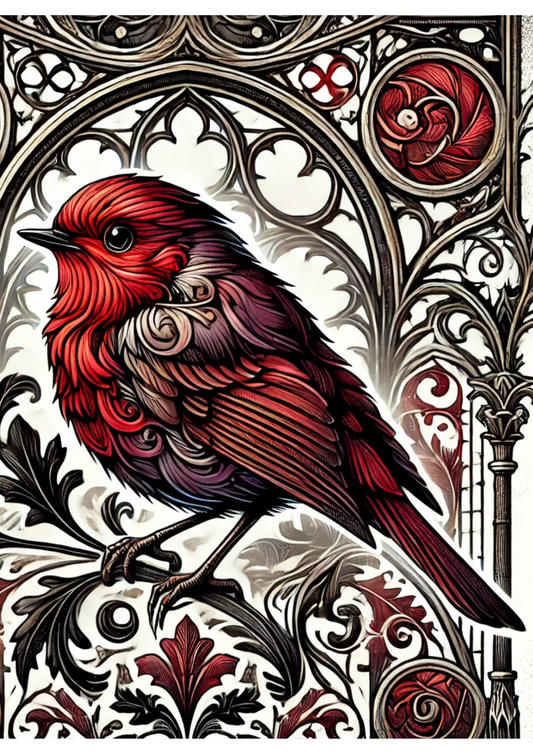 Sticker Sheet – Red Robin In Gothic Style Full Cat. No. 2323