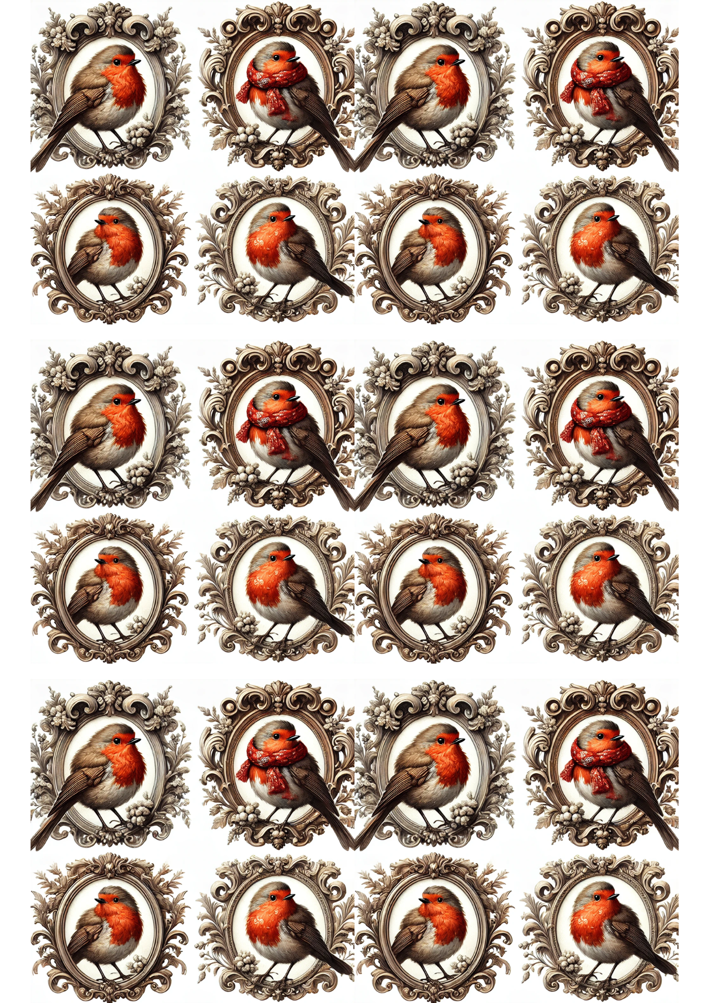 Sticker Sheet / Greeting Card – Red Robin Oval Collage Cat. No. 3111