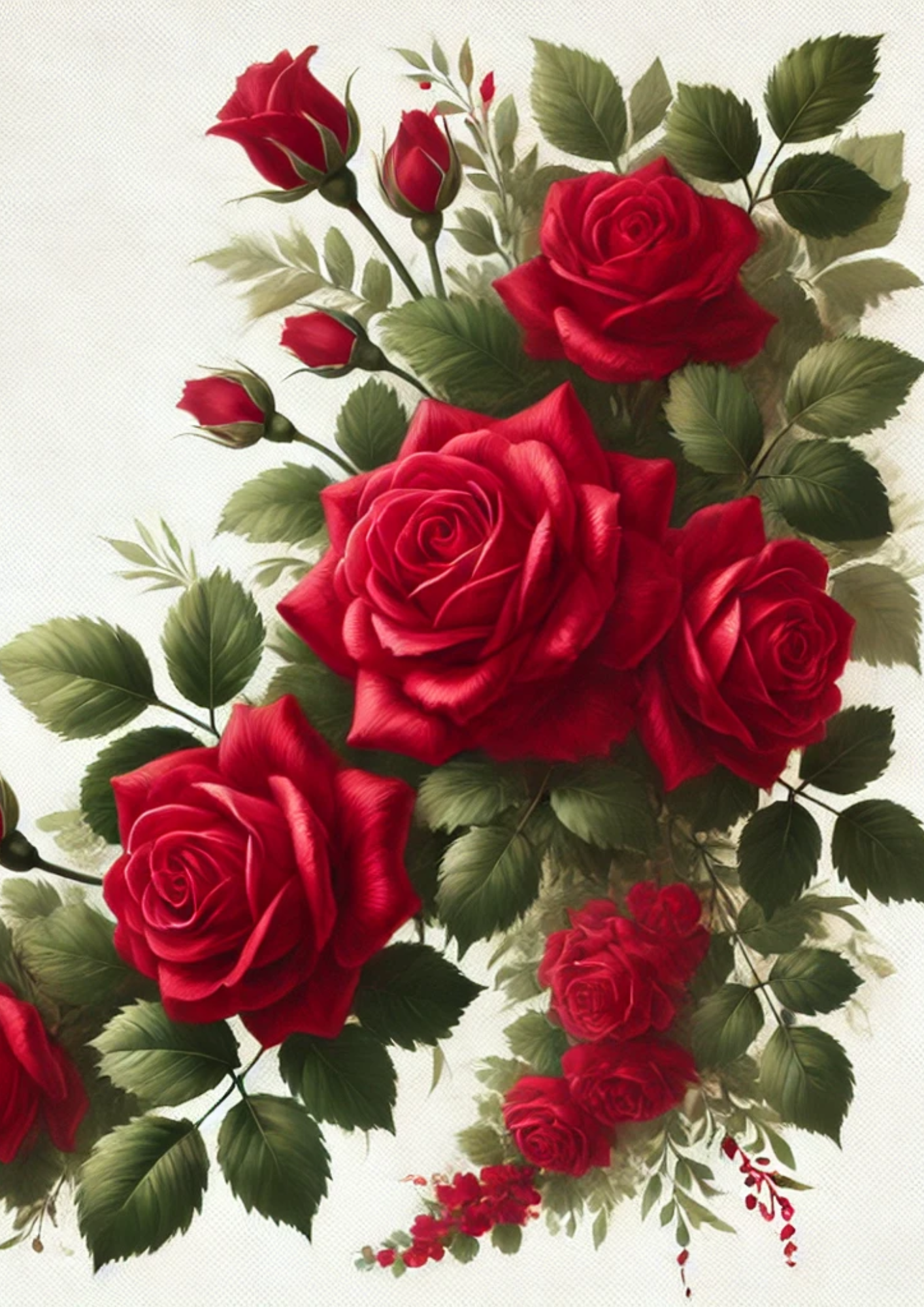 Sticker Sheet / Greeting Card – Red Rose Garland Full Cat. No. 2324