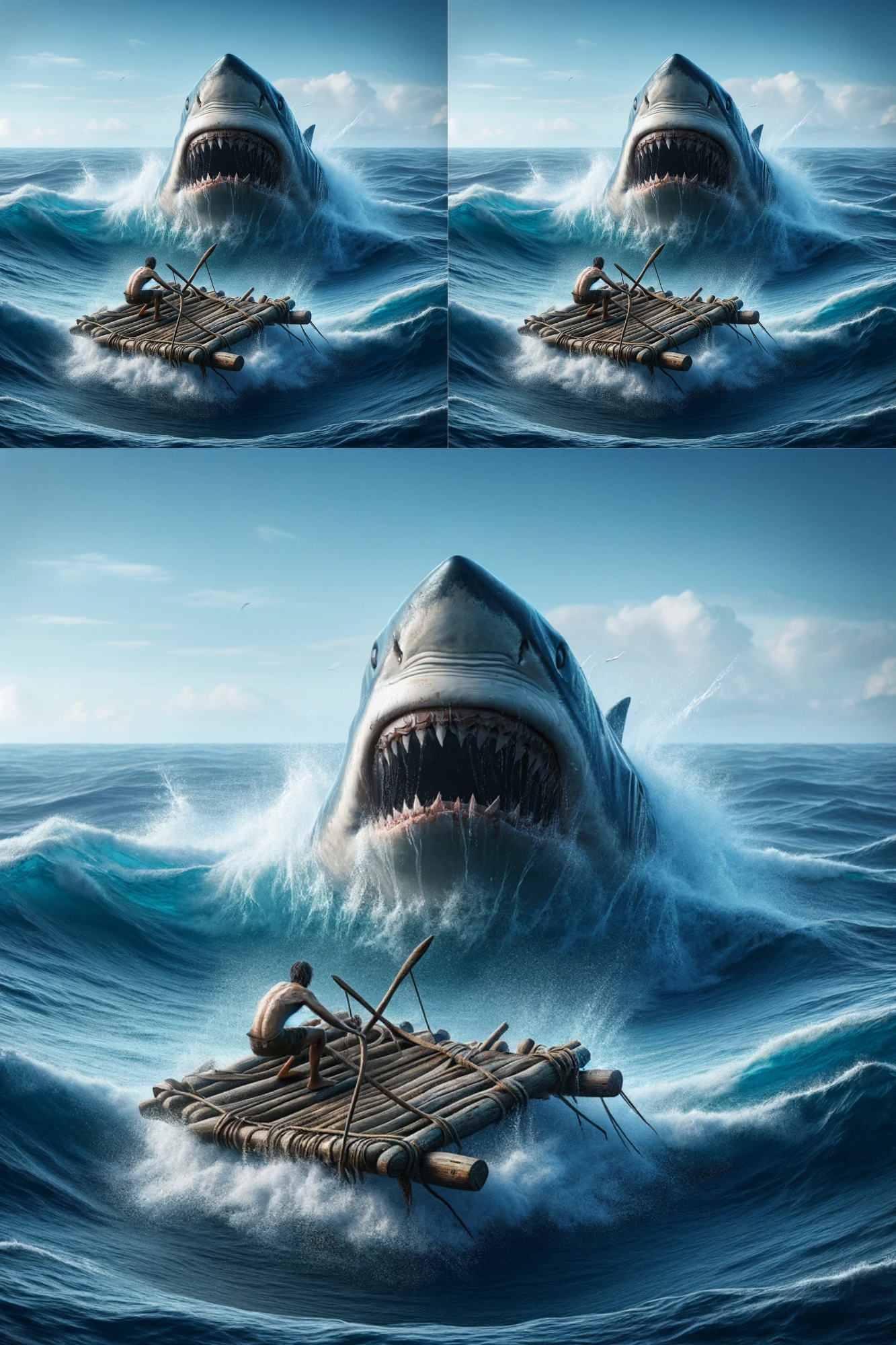 Sticker Sheet / Greeting Card – Shark and Castaway Cat. No. 269