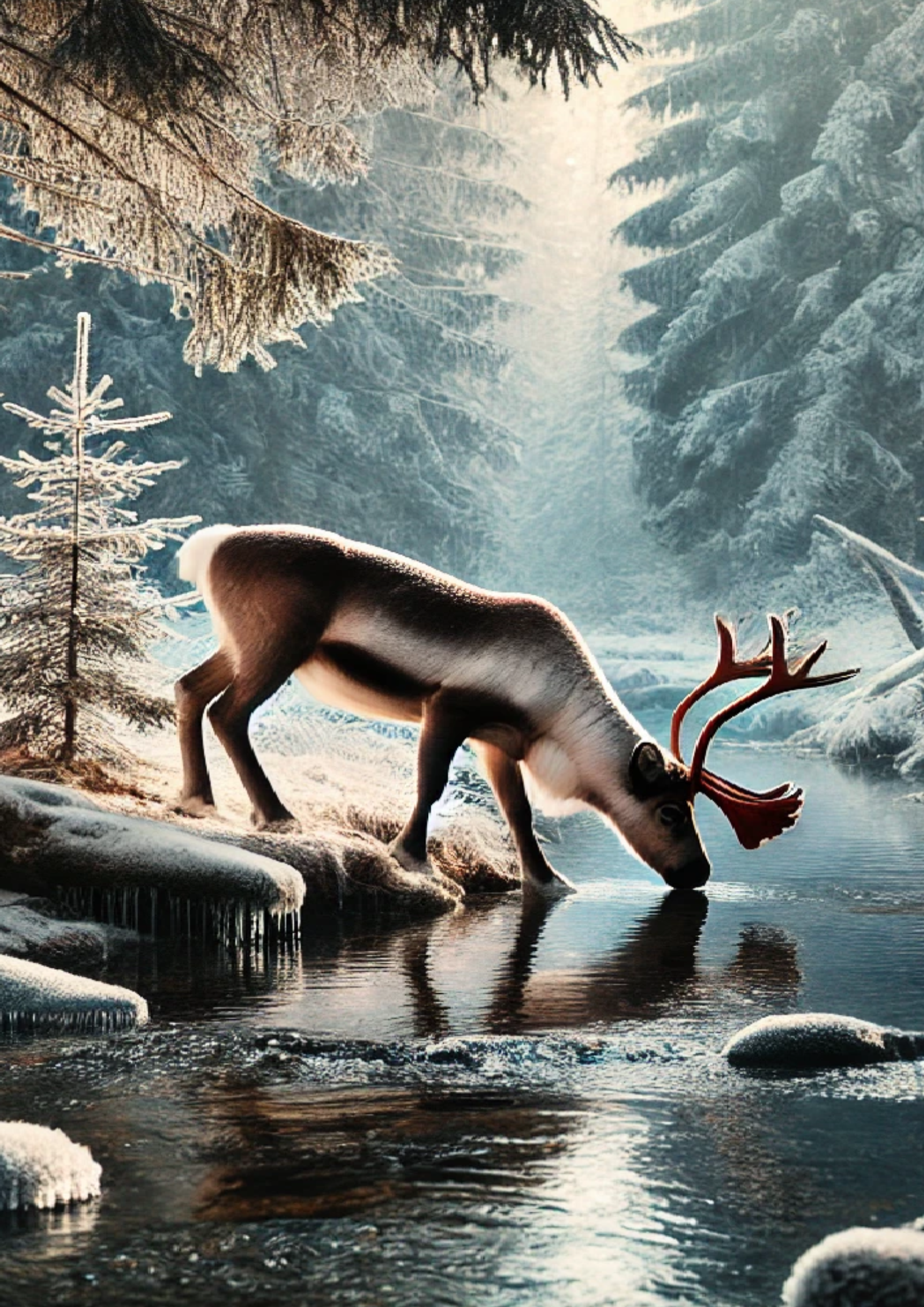 Sticker Sheet / Greeting Card – Reindeer By The Stream Full Cat. No. 2328