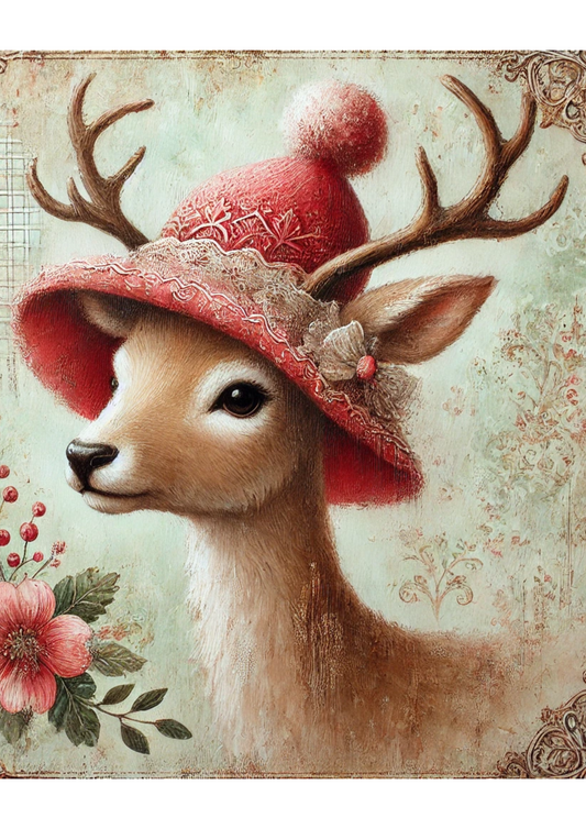 Klistremerkeark – Young Reindeer Shabby Chic Full Cat. Nr. 2330