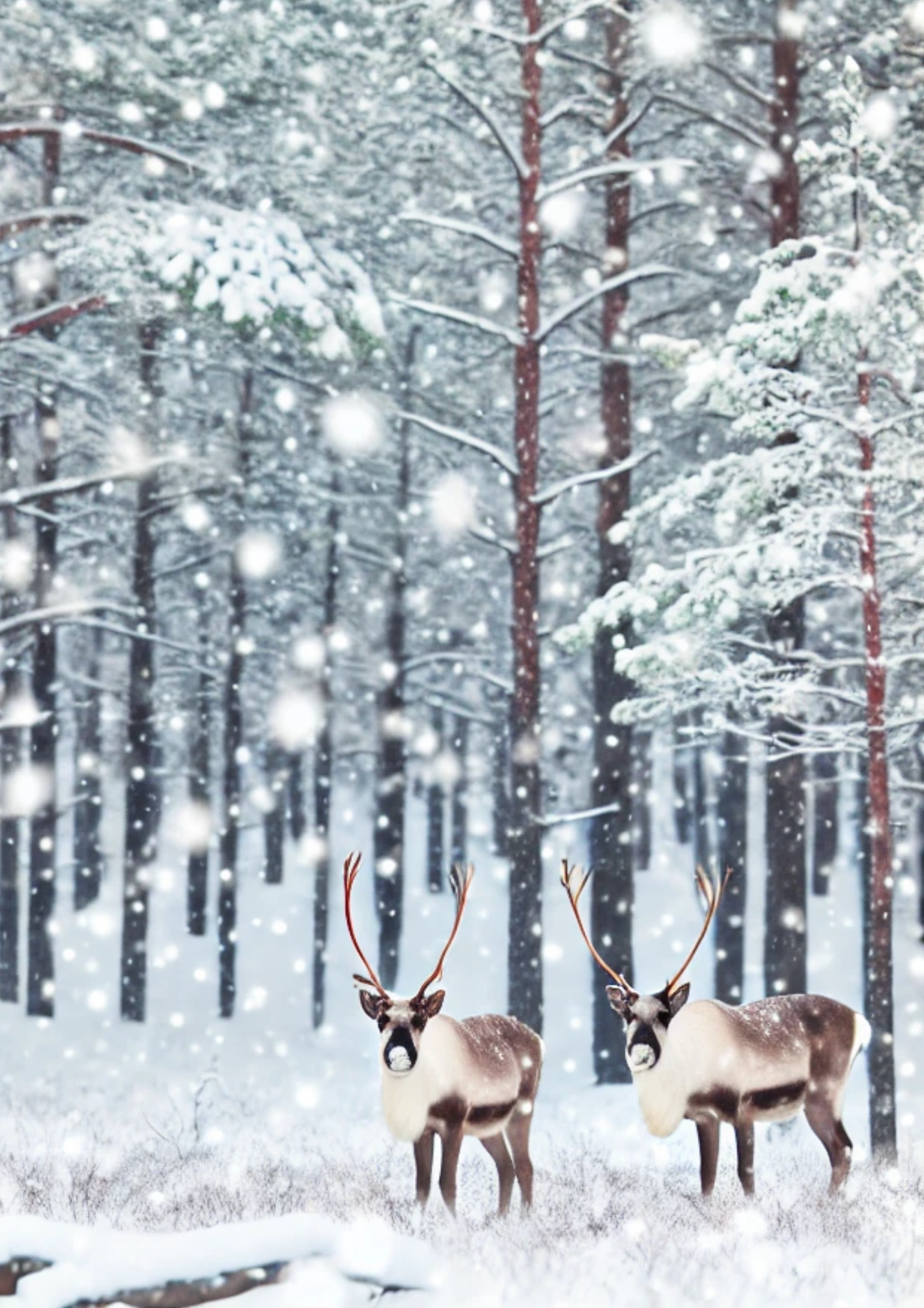 Sticker Sheet / Greeting Card – Reindeer In Winter Forest Full Cat. No. 2332