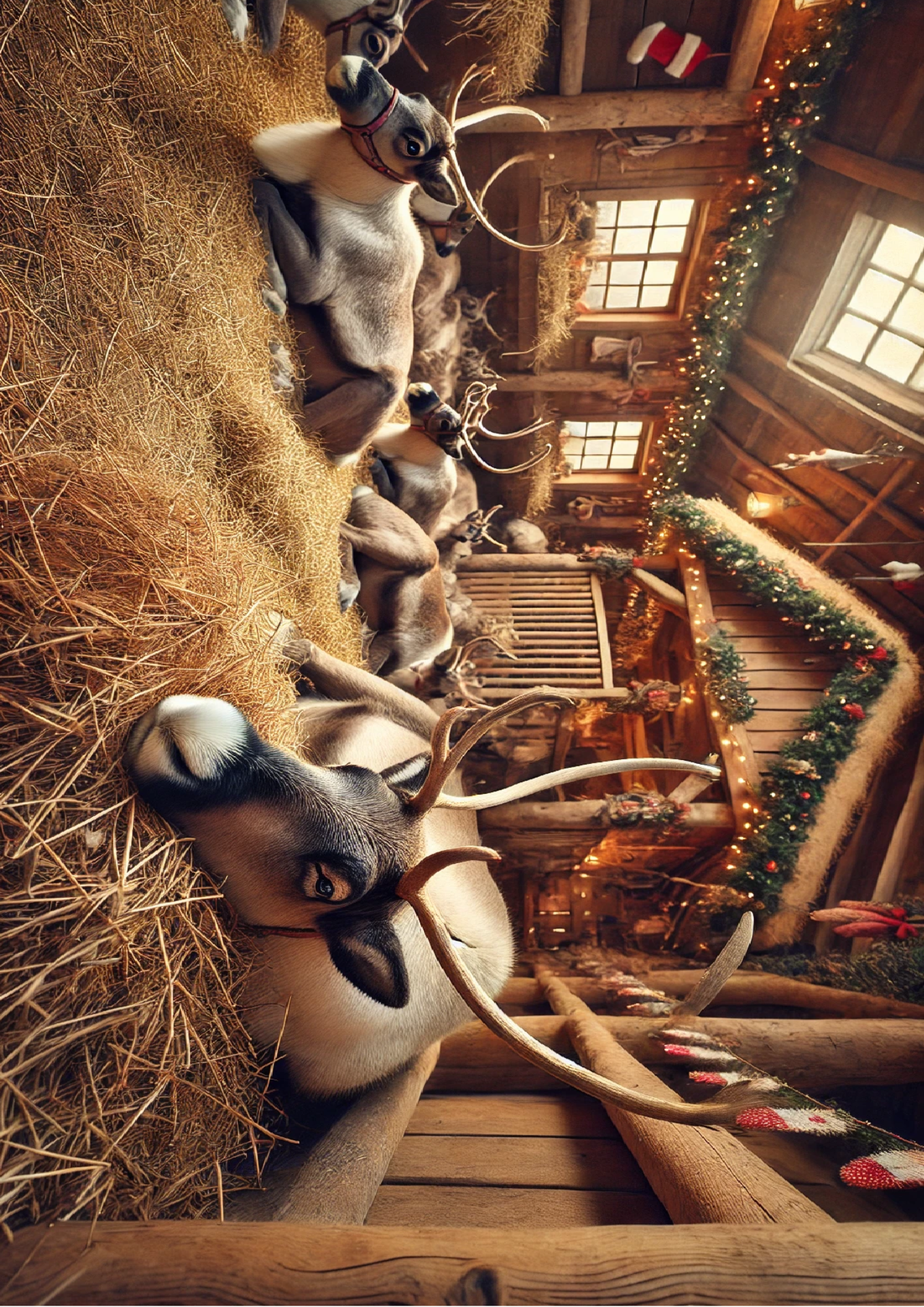 Sticker Sheet / Greeting Card – Reindeer In The Stable Full Cat. No. 1573