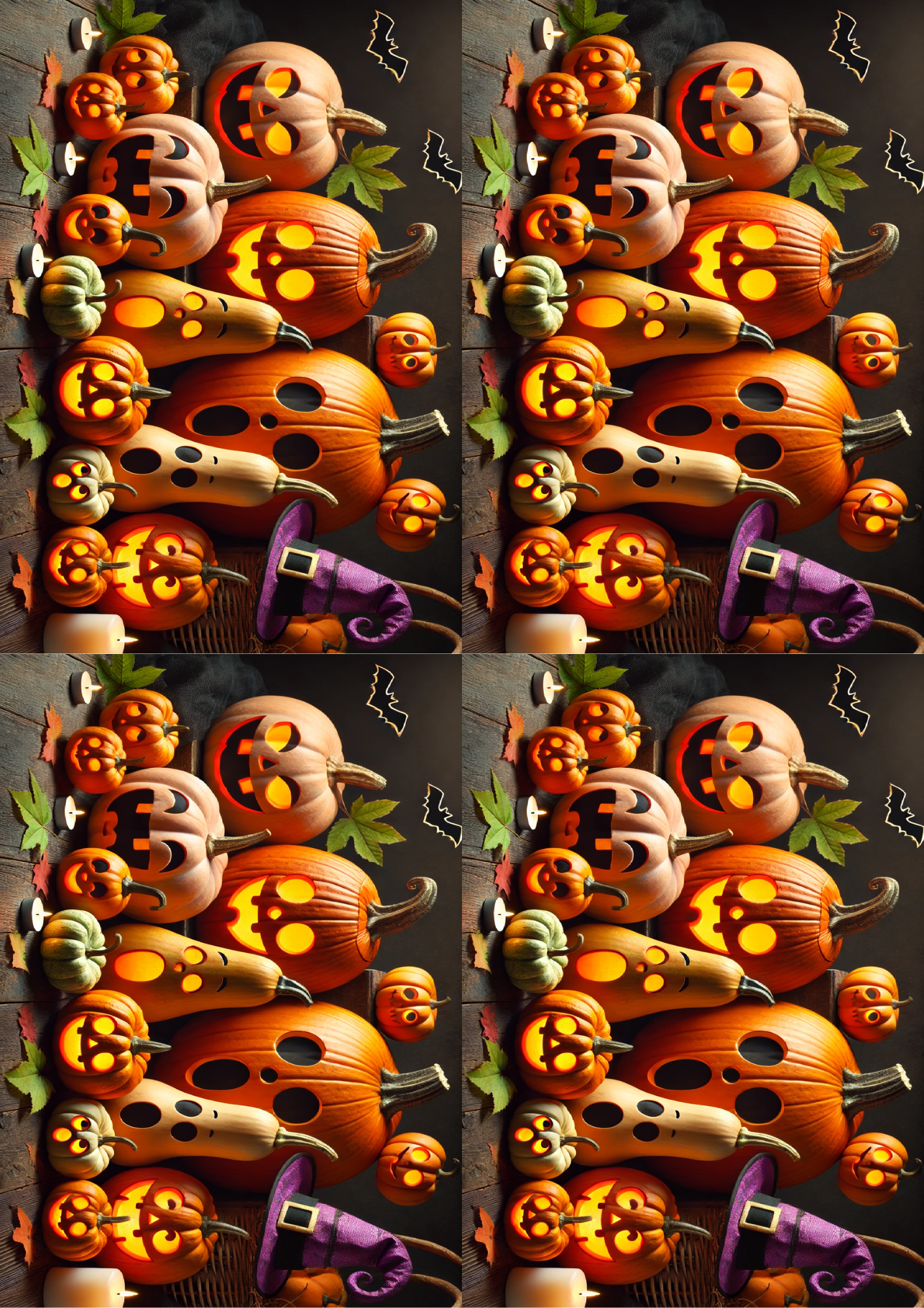 Sticker Sheet / Greeting Card – Halloween Family Pumpkin Collage Cat. No. 1638