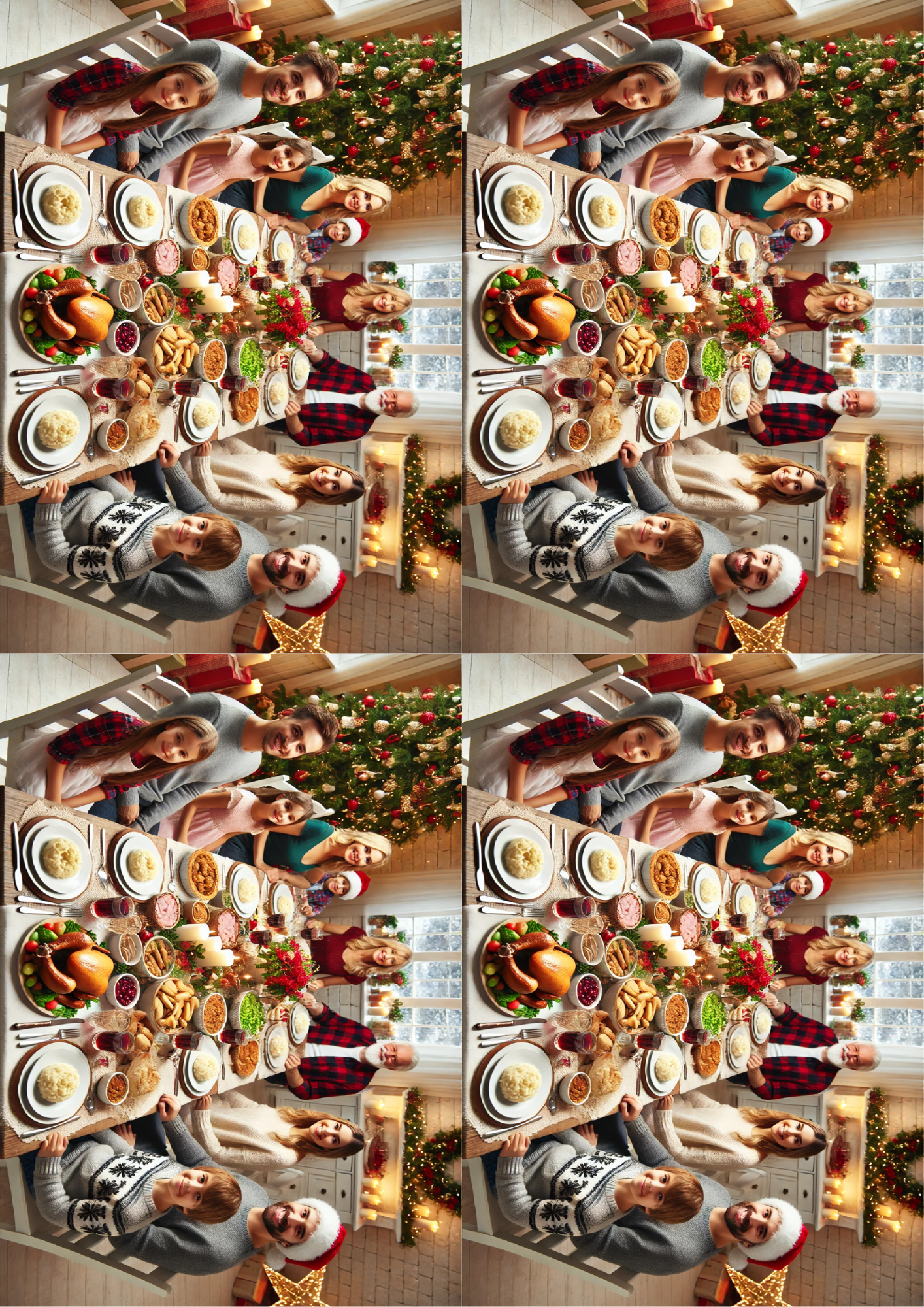 Sticker Sheet / Greeting Card – Family At Christmas Table Collage Cat. No. 1578