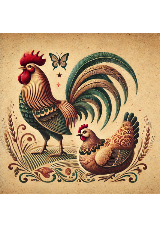 Sticker Sheet – Rooster and Hen Shabby Chic Full Cat. No. 2344